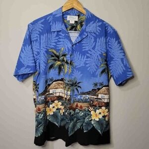 Vintage Kole Kole Men Casual Shirt Medium Unique Blue Hawaiian Camp Beach Summer